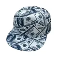 Flat brim hip hop snapback cap featuring an all-over $100 bill money print design - Adult Head Circumference 56-60CM / Light Green (Style 1)