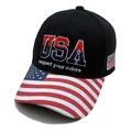 Detalle del bordado USA y la bandera americana en la visera de la gorra negra - 56-60cm / Negro