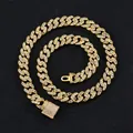 Collana a catena cubana dorata con strass colorati per uno stile hip hop e moderno - 20cm / Oro Zircone Bianco