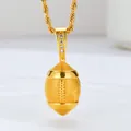 Polished gold football pendant with zircon accents and classic rope chain for sports fans - Pendant Only (Without Chain) / Gold