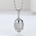 Detailed close-up of silver rugby ball pendant with sparkling rhinestones and rope chain - Pendant Only (Without Chain) / Silver