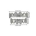 Close-up of hip hop grillz set with clear cubic zirconia showing precise dimensions - Silver (YT002)