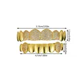 Detailed size chart for hip hop gold grillz with iced out cubic zirconia stones - Gold (YT006)