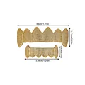 Detailed dimensions of gold hip hop grillz set with micro paved cubic zirconia - Gold (YT007)