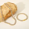 Set gioielli tennis placcato oro 18K con collana e bracciale in zirconi taglio - Bracciale da 20cm / Oro