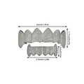 Detailed size specifications for hiphop grillz with cubic zirconia and 10 teeth design - Silver (YT007)