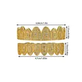 Hip hop gold plated grillz with CZ stones showing size dimensions of 4.84cm and 4.7cm - Gold (YT008)