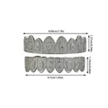 Detailed view of silver Hiphop grillz with clear dimensions of top and bottom pieces - Silver (YT008)