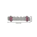 Detailed size view of silver hiphop grillz with pink gems and zircons 4.9cm x 1.3cm - Silver (Multi-Color Rhinestone)