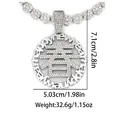 Detail view of silver hip hop pendant with sparkling crystals and Chun character - Spring Style (P80042S)
