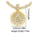 Macro view of gold-plated Fu pendant necklace with encrusted rhinestones and crystals - Spring Style (P80042G)