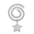 Close-up of iced out iced hip hop star necklace with cubic zirconia and round center detail - Star Style (PDT404S-XX)