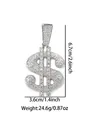 Ciondolo segno dollaro hip hop argento con strass e dettagli della misura 6,7 cm - Solo Pendente Dollaro (Senza Catena) / Oro