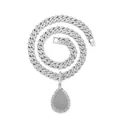 Collana a catena cubana argento con pendente a goccia per foto personalizzate - Stile Goccia d'Acqua (PDT404S-SD) / Solo Pendente (Senza Catena) / Argento