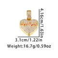 Gold-tone broken heart pendant with iced-out white diamonds and red heartbeat line - Heartbeat Heart Pendant Gold