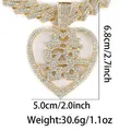 Golden hip hop heart necklace pendant with sparkling rhinestones and Chinese Xi character - Double Happiness Style (P80044G)