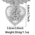 Silver color heart necklace with Xi character and sparkling crystals, 2.7 inch size - Double Happiness Style (P80044S)