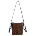 Retro crossbody emmertas met luipaardprint, patchwork en No Filter metalen plaatje - Luipaardprint