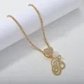 Gold tennis chain with crystal-encrusted heart and cursive letter B pendant - Gold Set B