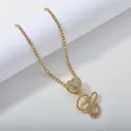 Gold tennis chain with crystal heart clasp and oversized iced-out cursive letter H pendant - Gold Set C