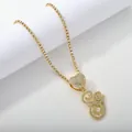 Gold-plated hip hop necklace with iced-out heart and cursive letter G pendant - Gold Set G