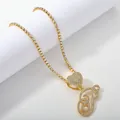 Gold plated tennis necklace with iced out heart and cursive letter P pendant charms - Gold Set P