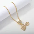 Gold plated tennis chain with sparkling heart and crystal initial letter pendant - Gold Set V