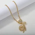 Gold plated hip-hop necklace with iced out heart and cursive letter W pendant - Gold Set W