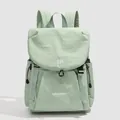 Sac à dos en nylon vert clair avec broderie blanche et cordon de serrage pratique - Vert