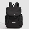 Sac à dos classique en tissu oxford noir avec logo blanc et poches latérales - Noir