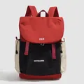 Sac à dos en tissu Oxford tricolore rouge, noir et beige avec compartiment PC - Rouge