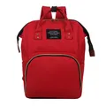 Large capacity red waterproof diaper backpack for moms with gold-tone hardware - Red