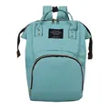 Light blue high-capacity diaper backpack in wear-resistant canvas with front zipper pocket - Blue