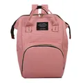 Pink waterproof multi-functional diaper backpack with large capacity and gold zippers - Lotus root pink