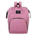 Pink canvas diaper backpack with large capacity and reinforced double handles - Pink