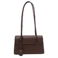Minimalist vintage dark brown leather shoulder bag with sleek rectangular design - Brown