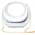 Bolso bandolera moderno de acrílico plateado metalizado con asa redonda hueca y cadena - Con Cadena / Plateado