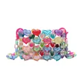 Mini sac à bandoulière fait main en perles de cœur colorées Y2K avec chaîne arc-en-ciel - 11.5x8x4cm