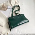 Minimalist dark green rectangular faux leather underarm shoulder bag for women - Dark Green