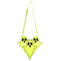 Sac bandoulière vert néon en forme de fantôme avec style cartoon et sangle réglable - Jaune