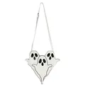 Sac bandoulière fantôme rigolo en cuir PU blanc avec motifs de dessins animés Halloween - Blanc