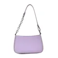 Lavender purple baguette underarm bag with decorative silver metal chain strap - Purple