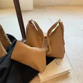 Brown lychee leather tote bag and matching pouch set with wide shoulder strap - 2-Piece Set (Tote + Inner Pouch) / Milk Tea