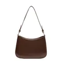 Retro brown crescent shoulder bag in glossy synthetic leather with adjustable strap - Brown