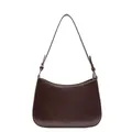 Minimalist dark brown half-moon shoulder bag with retro PU leather and NO FILTER texture - Brown