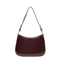 Minimalist burgundy underarm bag in polished retro faux leather with wide strap - Burgundy