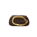 Retro chocoladebruine PU box clutch met gouden C-vormige metalen gesp en kettingriem - Bruin