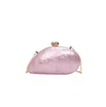 Pink marble texture acrylic clutch bag with golden chain strap for evening events - Pink