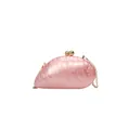 Pink marble acrylic evening clutch bag with golden metal chain for women - Purple Pink