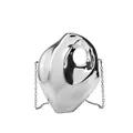 Modern irregular silver mirror clutch bag with chain strap and sleek sculptural design - Silver